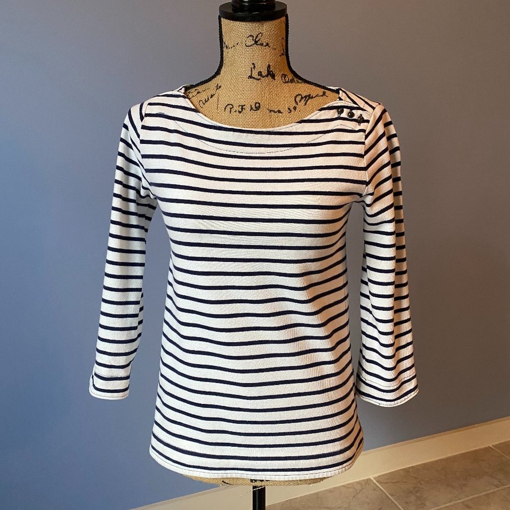 GAP White & Navy Striped Top